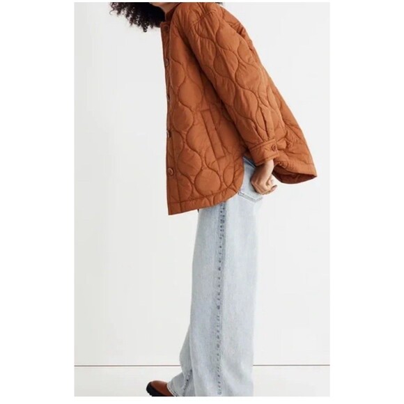Madewell Air Puff Quilted Shirt Jacket Warm Coffee Rust Orange XL New NWT Coat - Picture 4 of 14